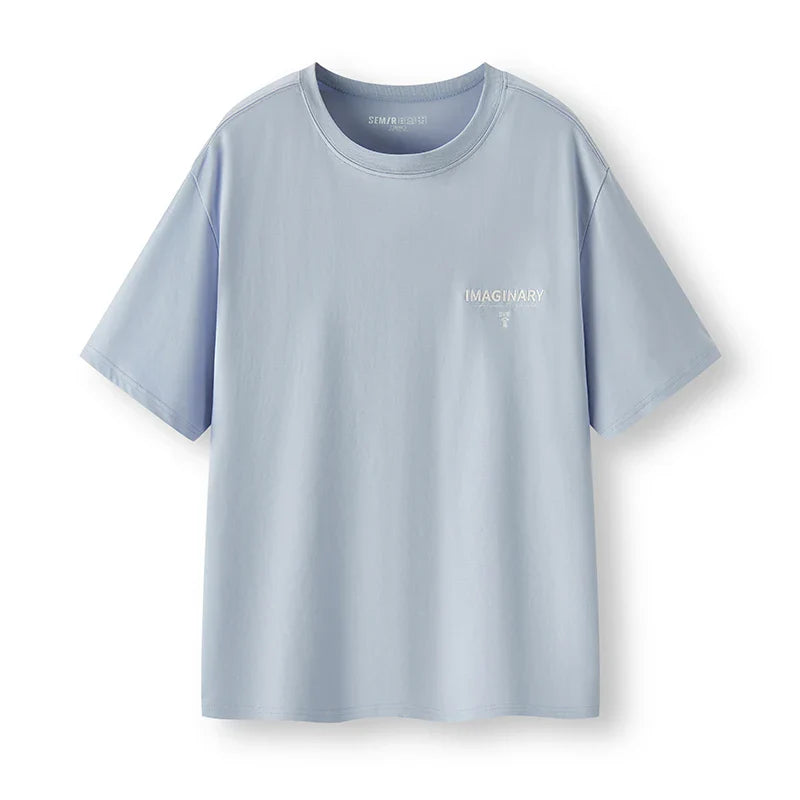 Men Tshirt Soft Print Letter Embroidered Crew Neck 2026 Summer Casual Style Comfortable Fashion Breathable All Match Top