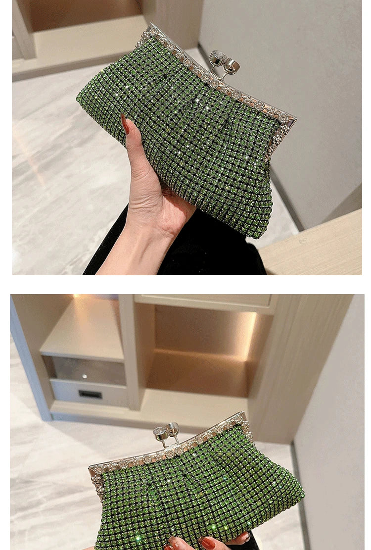 Luxury Rhinestone Evening Clutch Bag Wedding Bride Handbag Shiny Design Party Banquet Lady Portable Purse Sling Shoulder Bags