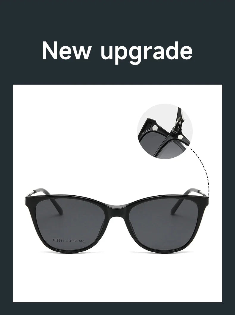 New Women's Cat Eye Polarized Sunglasses with Magnetic Clip Customizable Myopia Prescription Lens Reading Glasses