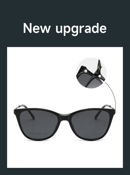New Women's Cat Eye Polarized Sunglasses with Magnetic Clip Customizable Myopia Prescription Lens Reading Glasses