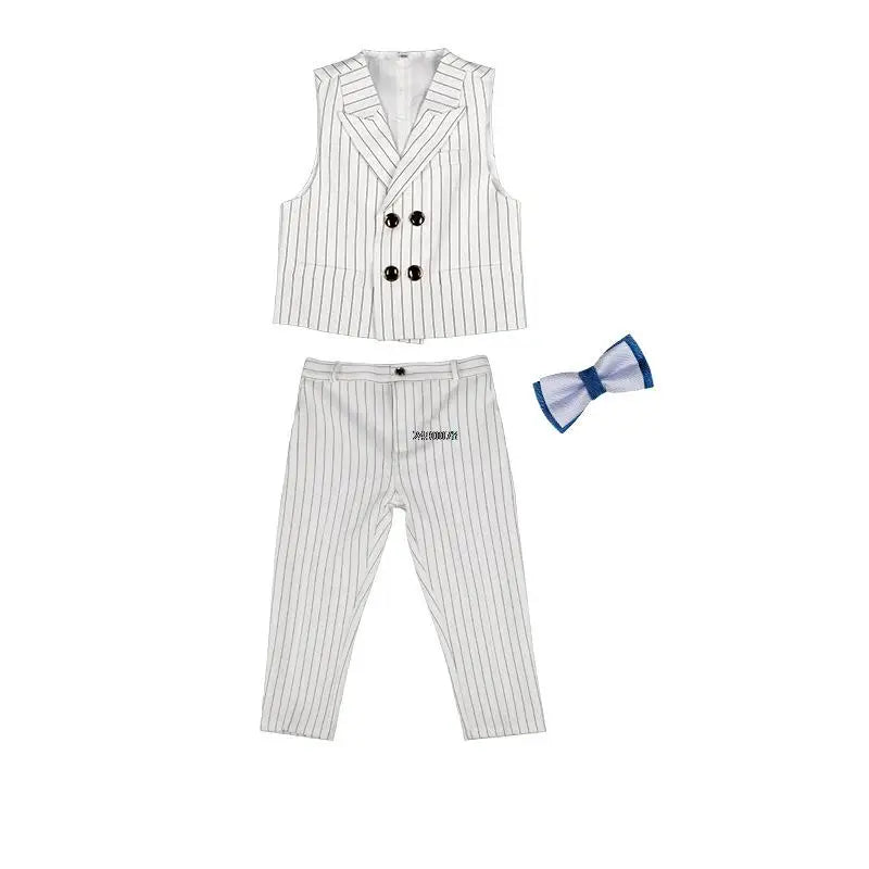 Kids Jacket Vest Pants 3PCS Photograph Dress Children Formal Wedding Suit Boys Birthday  Mariage Performance Celebration Costume