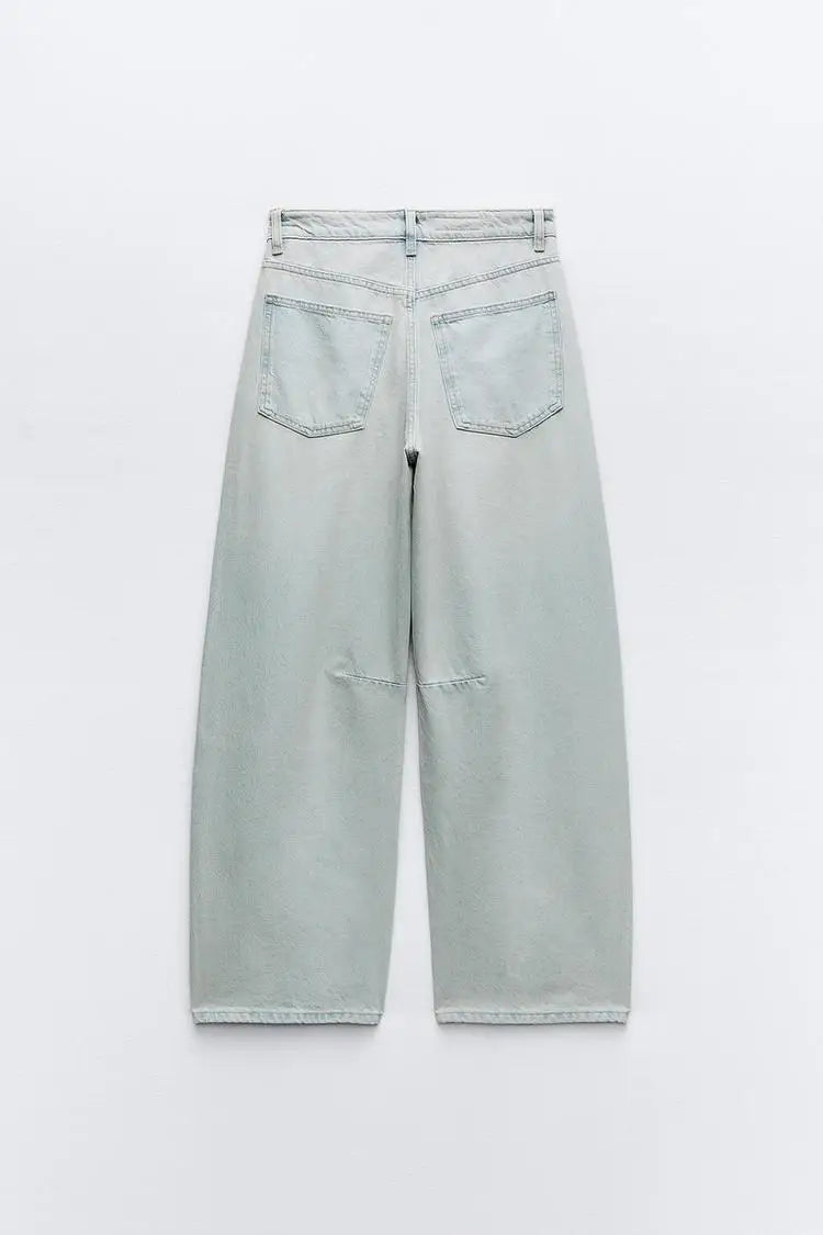 Spring Summer New American Boyfriend Sle Retro Versatile mid Waist Balloon Loose Jeans High Waist Zipper Long Pants Cool Fe...