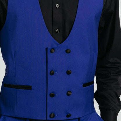 Men Vest Royal Blue Double Button Solid Waistcoat For Wedding Birthday Banquet Party Business Work Daily Casual Men Suit Vest