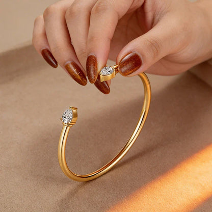 Dainty 0.5CT Round Brilliant Cut Moissanite Cuff Bangle for Women s925 Silver Lab Diamond Open Hand Chain Bracelet Gift