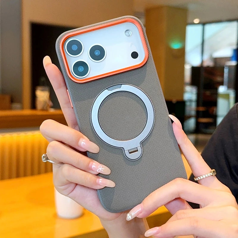 funda For iPhone Air Case ELVEV Magnetic Luxury PU Leather Anti-fall with Rotatable Ring Stand Cover for iphone17 pro max كفر