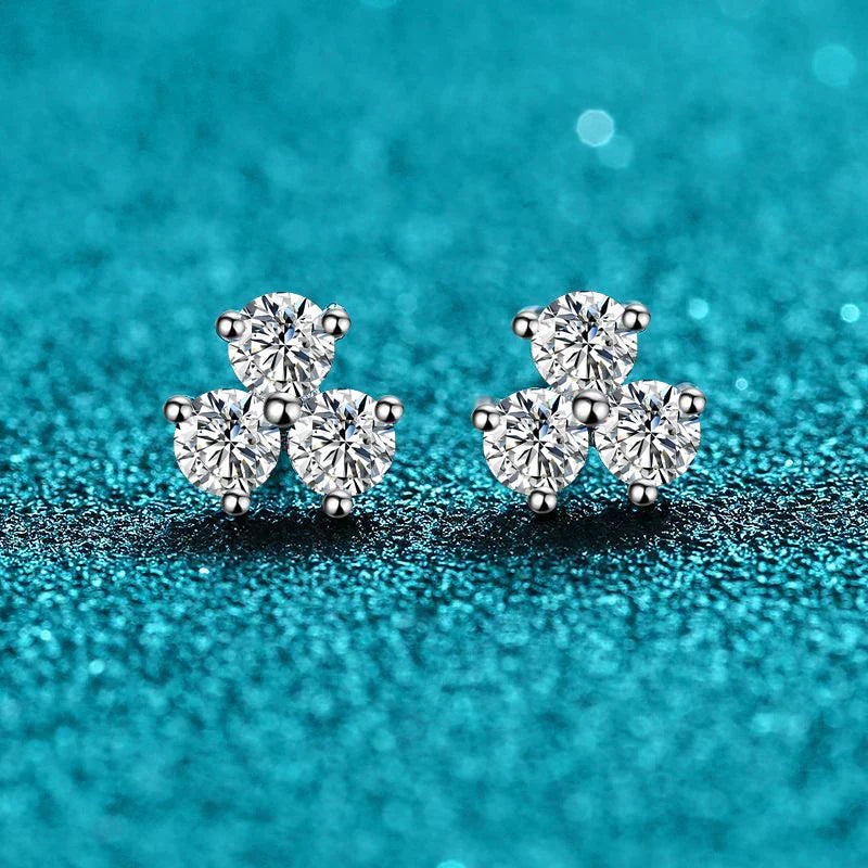 3mm All Moissanite Earrings Woman Wedding Fine Jewely 925 sterling silver With Gold Plated Studs Earring Women's Earrings
