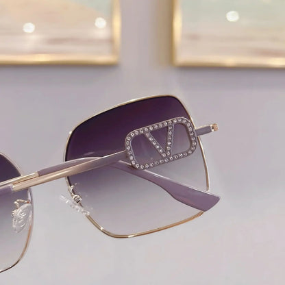 New Fashion Metal Frame Square  Sunglasses for Women Oversized Anti-ultraviolet Polarized Sun Glasses Women's High-end Gafas