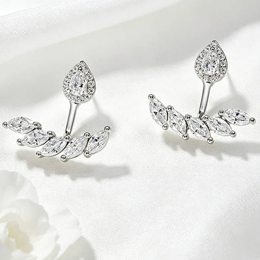 Marquise Cut Full Moissanite Stud Earrings for Women Dainty Girls Couple Jewelry D Color Vvs1 S925 Silver Hoop Earrings