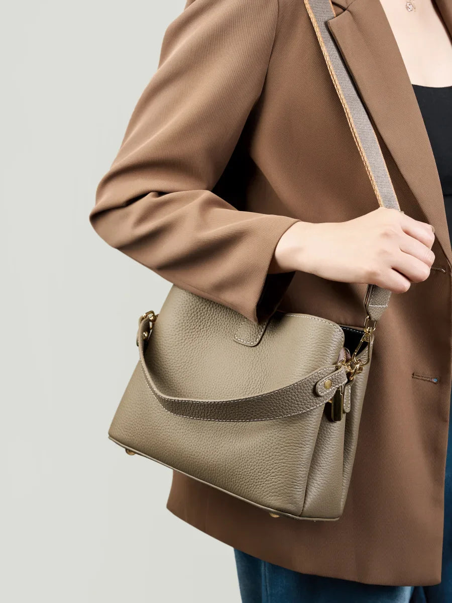Genuine leather woman bag shoulder bag Handbags crossbody bag luxury designer minimalism bag Cattle leather grey