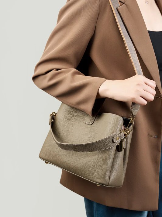 Genuine leather woman bag shoulder bag Handbags crossbody bag luxury designer minimalism bag Cattle leather grey