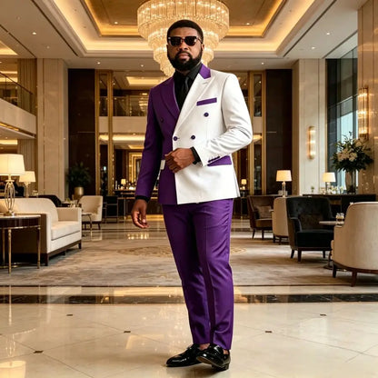 Double Breasted Wedding Suits for Man 2 Pieces Groom Tuxedo Slim Fit Formal Blazer Pants Set for Men Party Prom New Arrival 2026