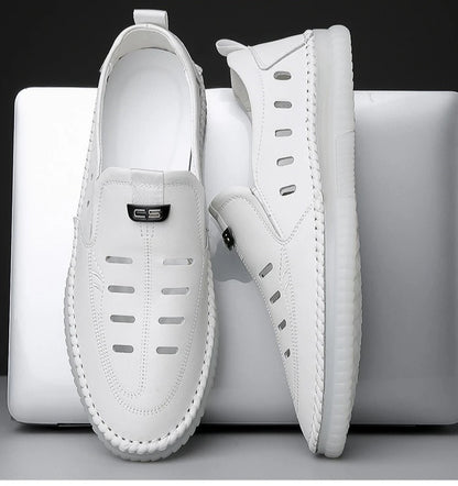 Solid Color Business Casual Shoes for Men Breathable Hallow Leather Sandals Male New Designer Fashion Summer Shoes Man