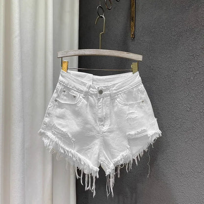 New Hot Girl Retro Irregular Distressed Ripped Denim Shorts 2026 Summer Women's Low-waist Causal Shorts