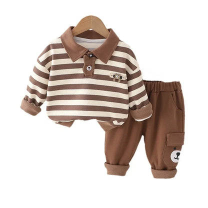 New Autumn Baby Clothes Set Children Boys Striped Long Sleeved T-Shirt Pants 2Pcs/Sets Infant Fashion Costume Kids Tracksuits
