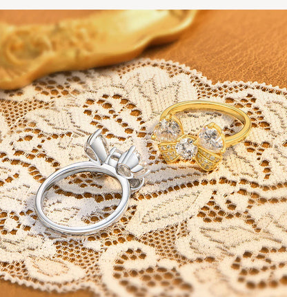 S925 Silver Heart Cut Bow Ring Full Moissanite Rings for Women Elegant Romantic Wedding Engagement Party Jewelry Gifts