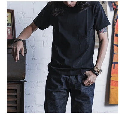 Non Stock 260g Seamless Tubular T-Shirts USA Cotton Crew Neck Short Sleeve Tee