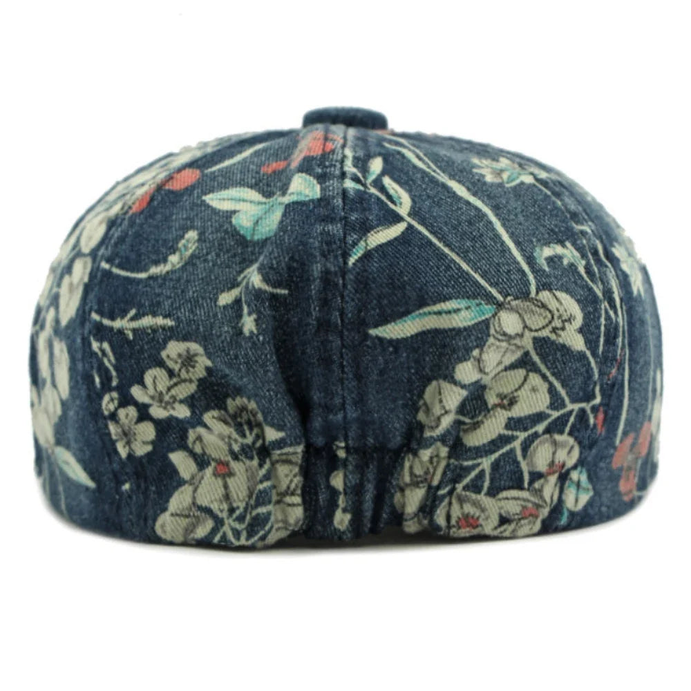 Beret Cap Spring Summer Autumn Men Women Cap Male Female Floral Artist Painter Beret Hat Denim Flat Cap Octagonal Berets