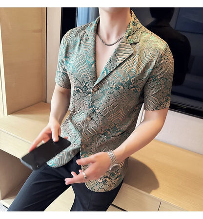 Summer Thin Ice Silk Without Lining Men Suit Coats 2025 New High-end Fashion Jacquard Casual Social Shirt Coat Men Clothing