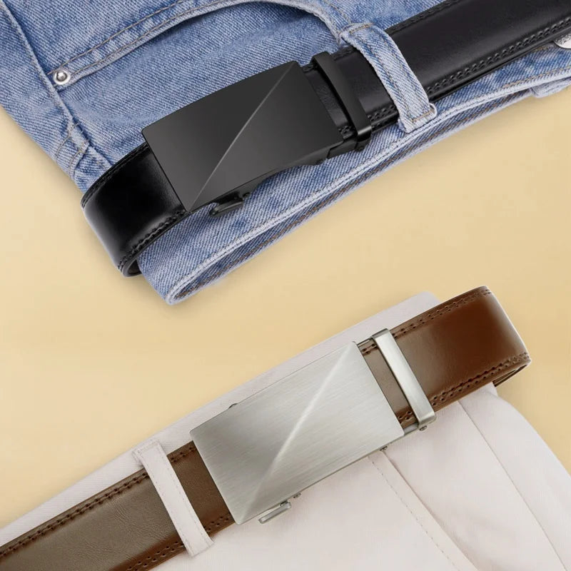 Brand Leather Belts for Men 115cm-145cm Automatic belt with ratchet strap Top quality belts, luxury belts for men