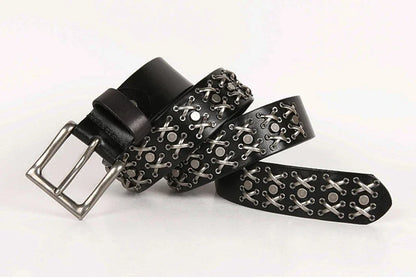 3.8CM Cowboy Punk Belt Real Genuine Leather Men Belt Metal Stud Rivet Jeans Belts For Men Strap Ceinture Homme Male Strap