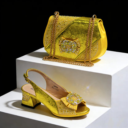 Women's Wedding and Party High Heel Shoe and Bag Set - Elegant Italian Design with Premium Synthetic Fabrics