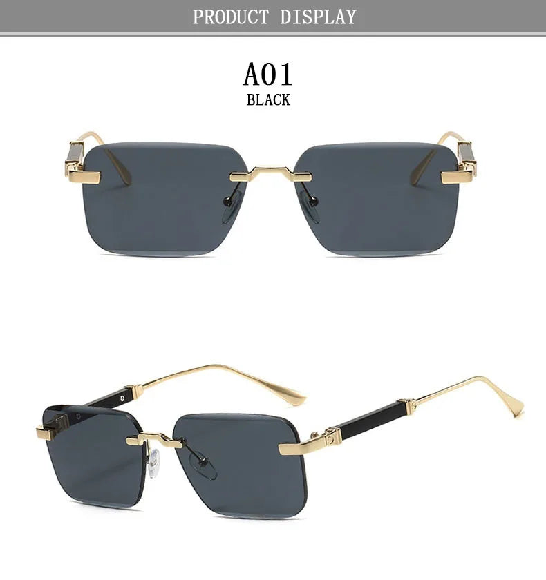 Square Sunglasses Women 2024 Rimless Sunglasses For Men Vintage Luxury Fashion Glasses Gafas De Sol Hombre Lunette Soleil Femme