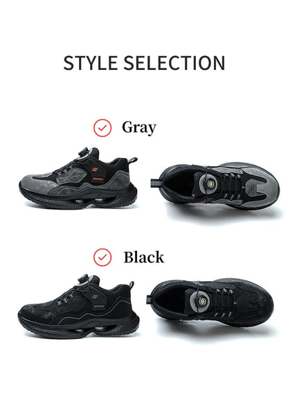 Safety Shoes Men Steel Toe Work Shoes Rotated Button Lightweight Indestructible Anti-smash Safety Boots Protective Work Sneakers