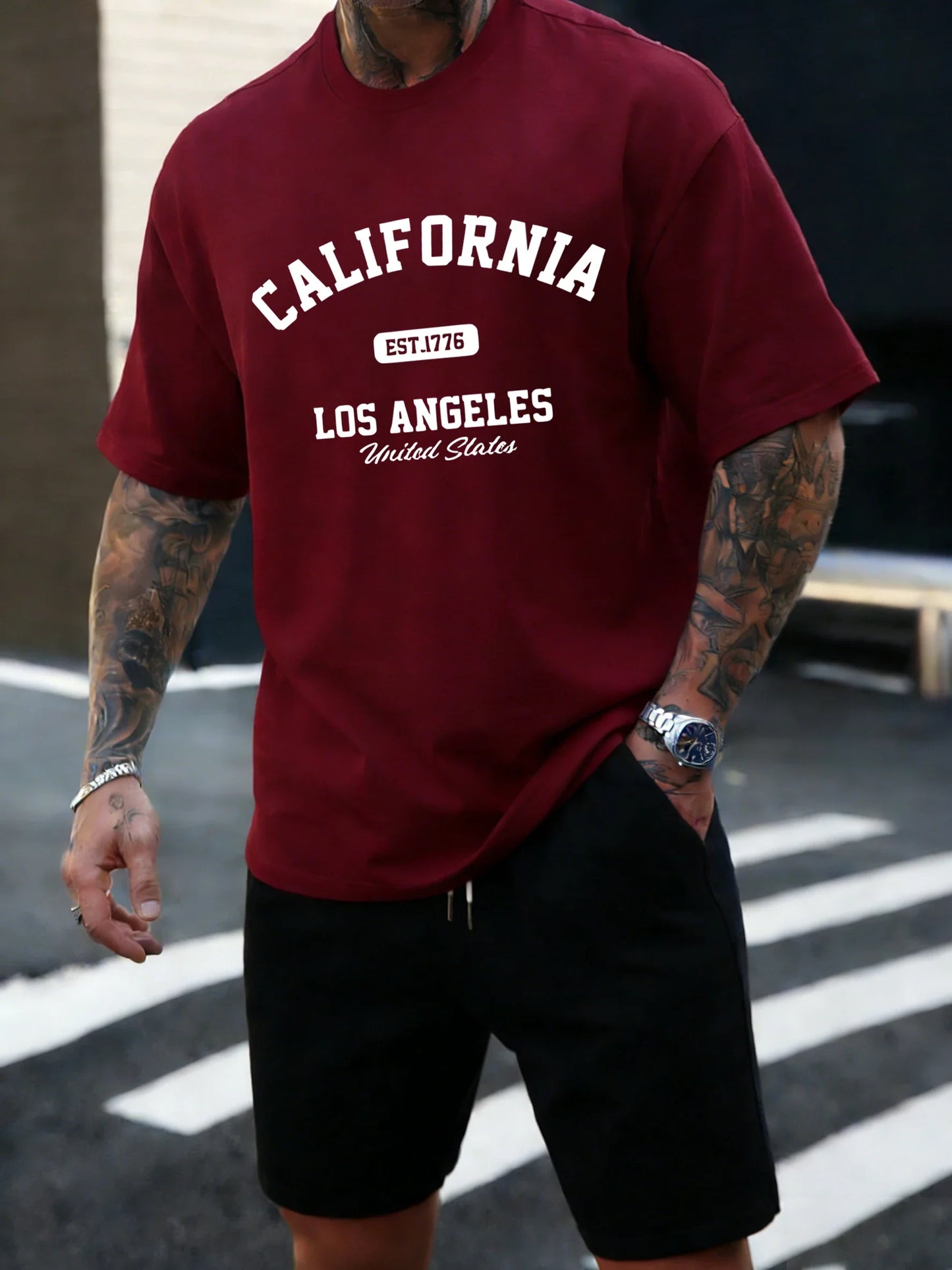 California Los Angeles Est 1776 Men T Shirts Retro Fashion Soft Short Sleeve Summer Comfortable T-Shirt Unisex Cotton Loose Top