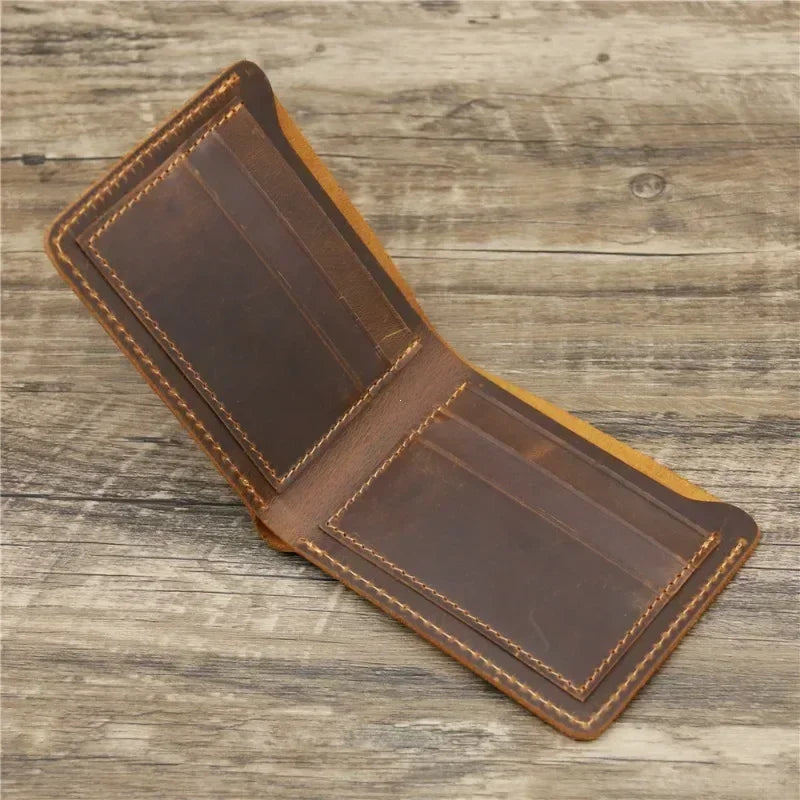 Men's Crazy Horse Leather Wallet, Genuine Leather Wallet, Card Bag, Simple Retro European and American Style, Mens Purse 2026