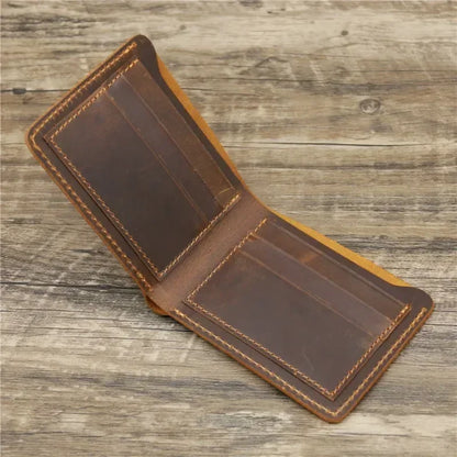 Men's Crazy Horse Leather Wallet, Genuine Leather Wallet, Card Bag, Simple Retro European and American Style, Mens Purse 2026