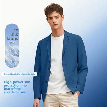 Summer Lightweight Sun Protection Blazer for Men - Stylish, Breathable, Casual, Icy Sensation, Lightweight, Silky Elastic Blazer