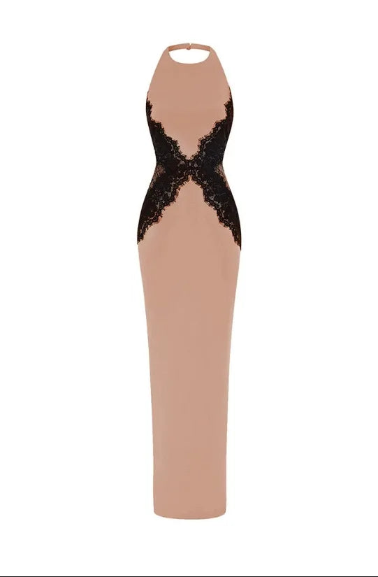Lace Cut Out Slim Backless Dress Women Elegant Halter Sleeveless Party Dresses Fashion Female Vestiods for Summer New 2026