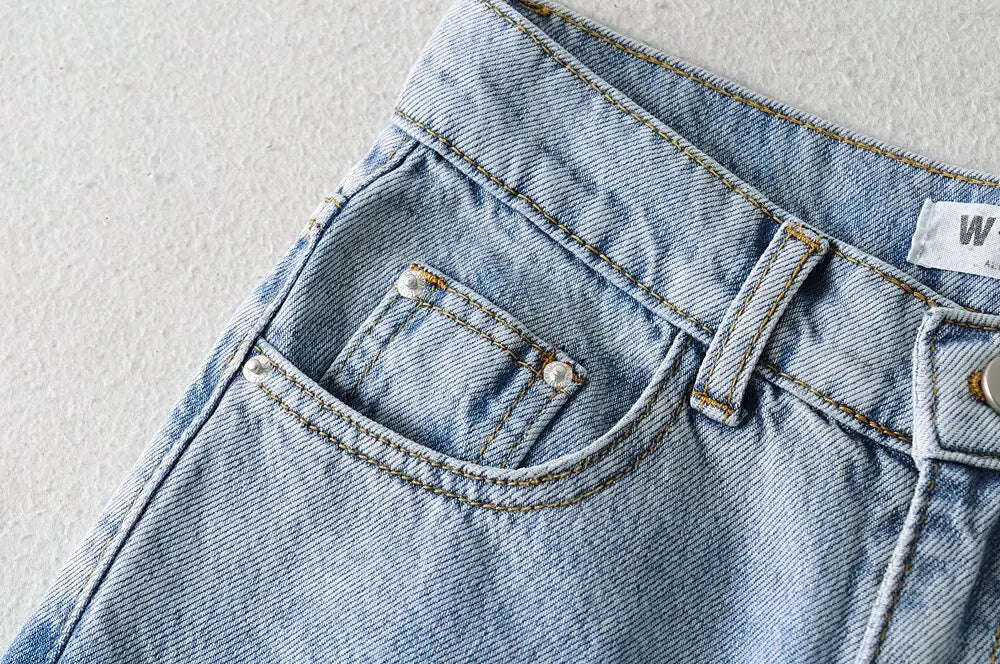 Women's High Waist Jeans 2025 Spring Fall Relaxed Straight Leg Raw Hem Floor-Length Vintage Inspired Daily Uniform