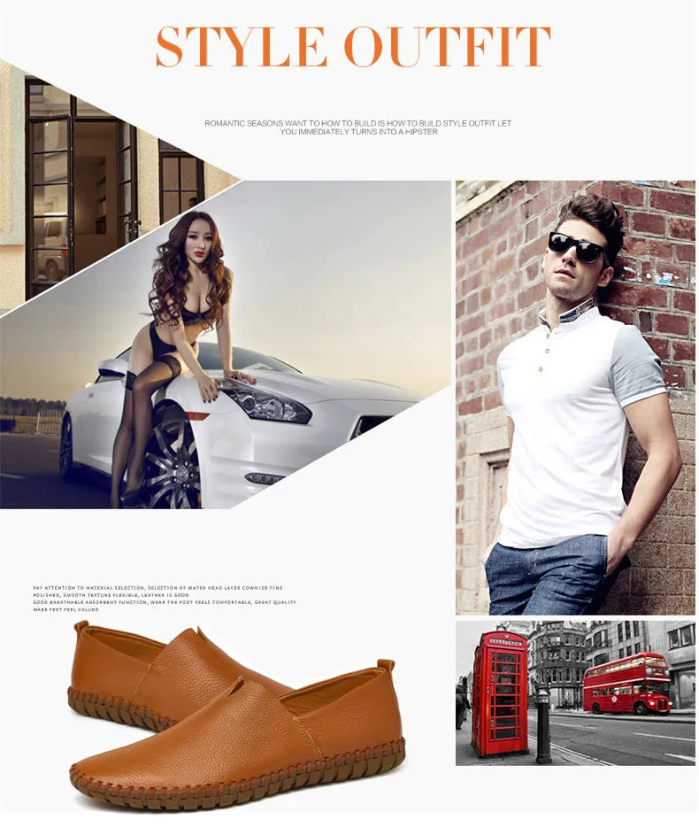 New Summer Breathable Men Loafers Handmade Leather Men's Driving Shoes Luxury Brand Flat Casual Shoes Soft Breathable Men Shoes
