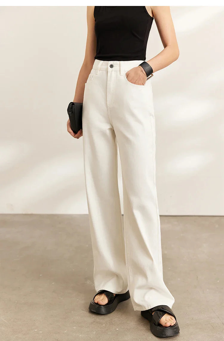 Minimalism Women Jeans 2025 Autumn Vintage Denim Pants Loose Wide Leg Pants Woman Casual Pants Female Trousers 12551002