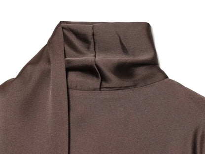 Women Fashion Satin Elegant Short Dress Summer Autumn New Long Sleeve Scarf V neck Mini Dress Female Elegant Party Dresses