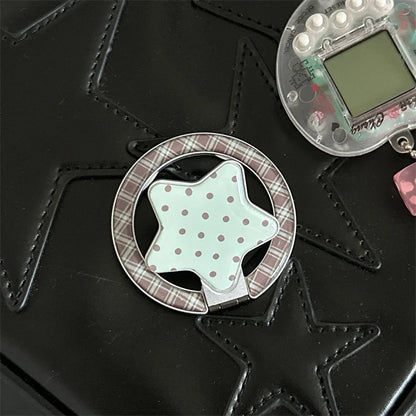 Fashion Mint Green Polka Dot Star Magnetic Stand Phone Case For iPhone 17 16 Pro 15 14 Pro Max Cover For Magsafe Cases Cute Capa