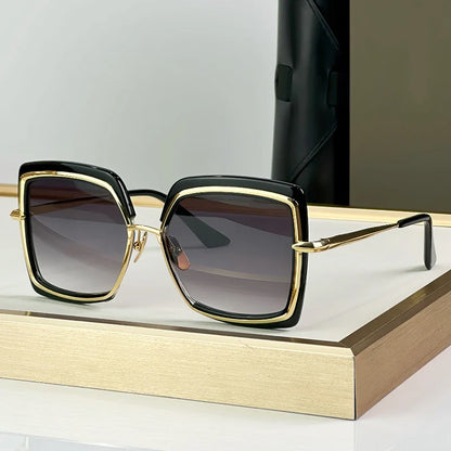 Ins 503 Oversized Square Alloy Gradient Acetate Sunglasses Men and Women Uv400 Handmade Personalization Fashion Eyeglasses