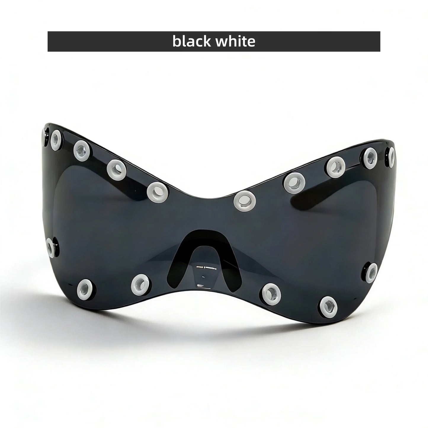 Unisex Y2K Punk Fashion Sunglasses - Futuristic One-Piece Goggles Metal Ring Rave sunglasses womenfor Rave & Cyber Party