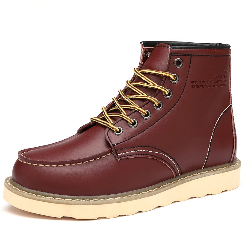 Winter Warm Men Boots Leather Mens Snow Boots No-slip High Top Male Work Shoes with Fur Handmade Waterproof Male Ankle Boots