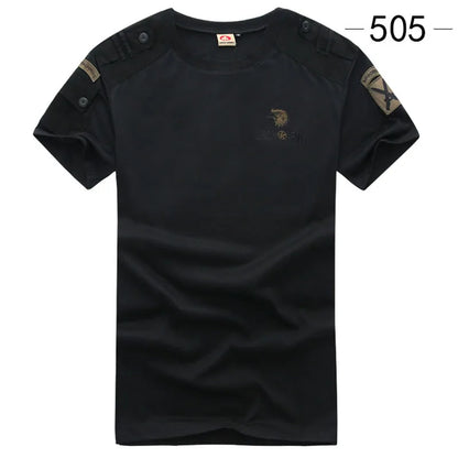 Summer Style Men's T-Shirts Military Style Short Sleeve Tees Streetwear Embroidery Pure Cotton Casual T Shirt Men Cloting