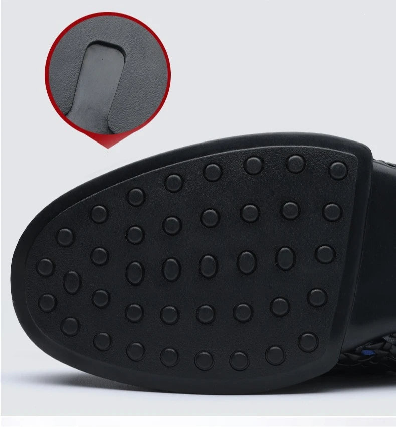 2026 Summer New Hallow Leather Shoes for Man Black Woven Breathable Elegant Shoes Man Fashion Business Loafers Male