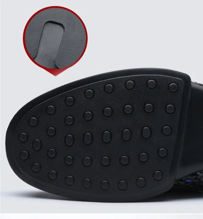 2026 Summer New Hallow Leather Shoes for Man Black Woven Breathable Elegant Shoes Man Fashion Business Loafers Male