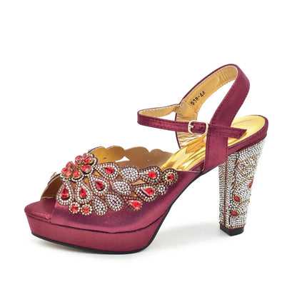 New Arrival Luxury Italian Shoes and Bag Set for Women Ladies Shoe and Bag Set Latest Designers Diamond Pumps Shoes and Bags