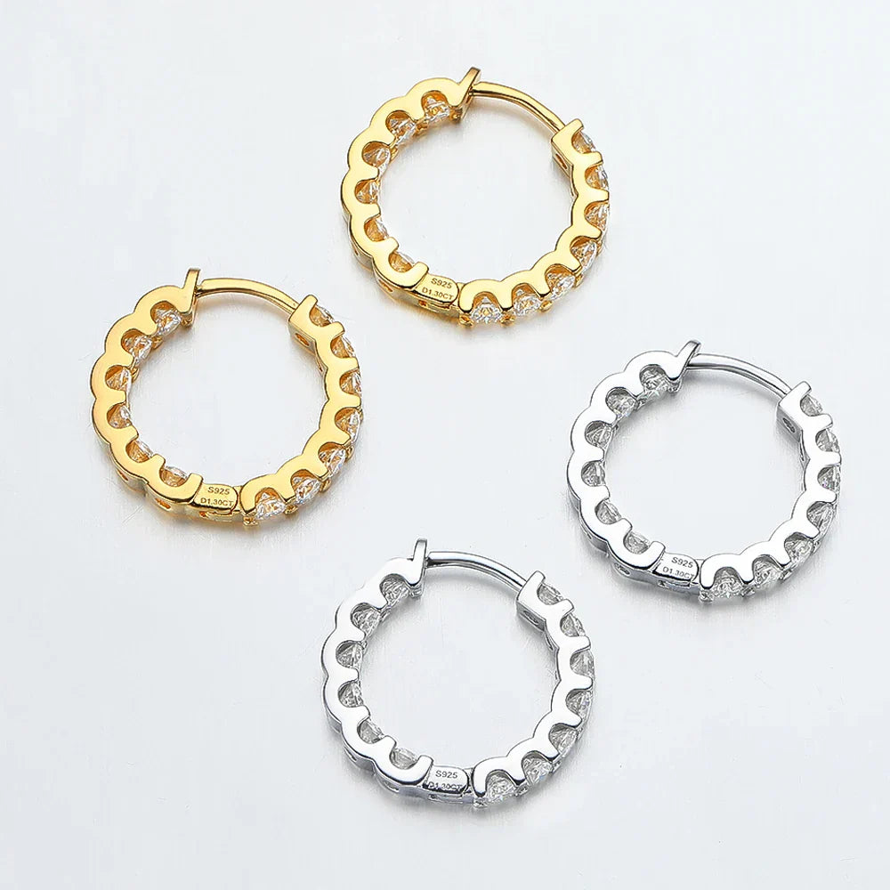 2.6cttw D Color Moissanite Earrings for Women 100% S925 Sterling Silver Hoop Earrings Plated 18K Fine Jewelry Wholesale