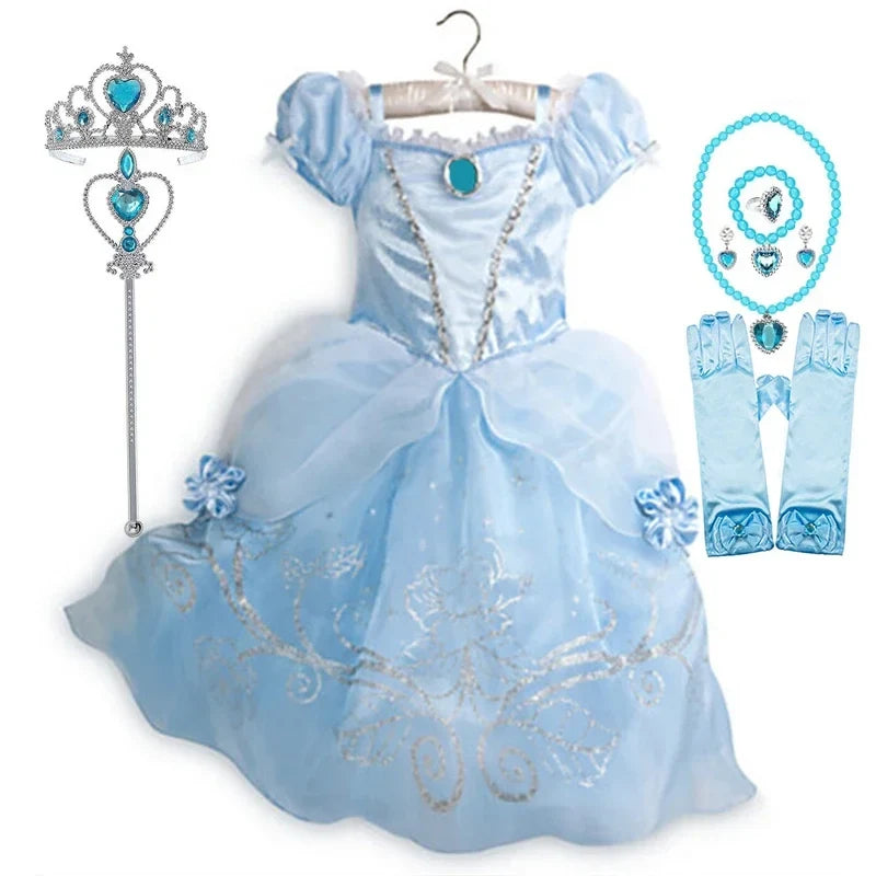 Children Halloween Disguise Aurora Cinderella Disney Princess Costume Festival Dress up Kids Girls Sleeping Beauty Frock 1-12Yrs