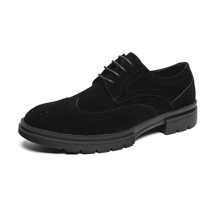 New 46 large size abrasive leather Brock carved business dress shoes for men round head lace-up casual shoes