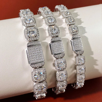 4mm 5mm 6.5mm Full Moissanite Bracelet for Man for Women Man S925 Silver Luxury Full Diamond Bracelet Party Fine Jewelry