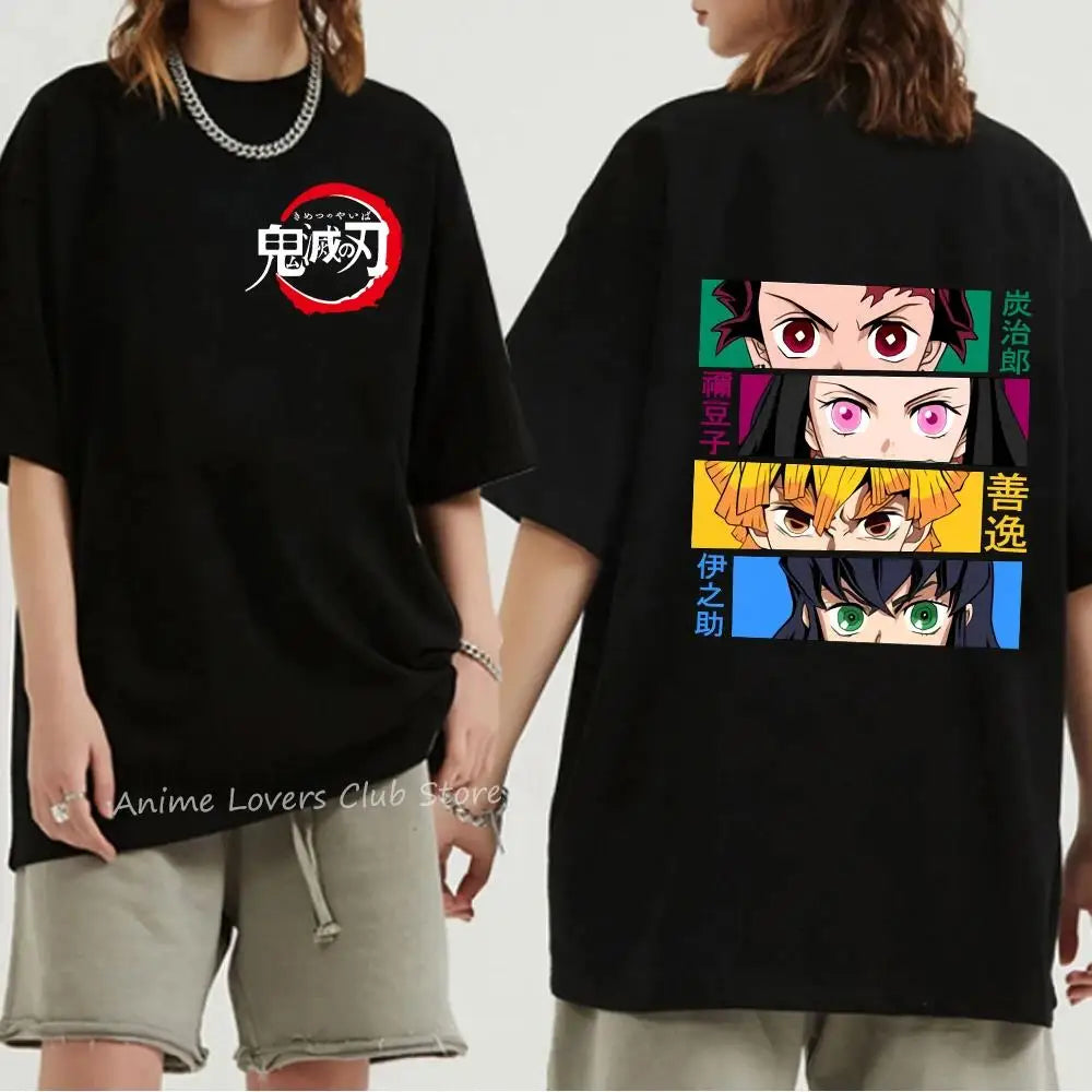 Japanese Anime Demon Slayer Graphic Print T Shirt Fashion Casual Crew Neck Short Sleeve Plus Size T Shirt Women