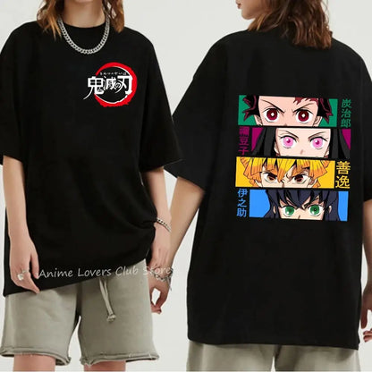 Japanese Anime Demon Slayer Graphic Print T Shirt Fashion Casual Crew Neck Short Sleeve Plus Size T Shirt Women